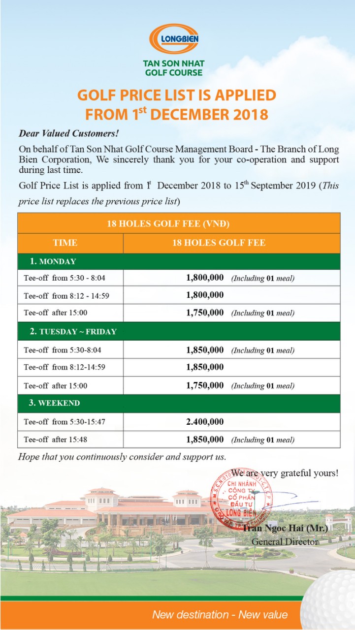 Tan Son Nhat Golf Course Price